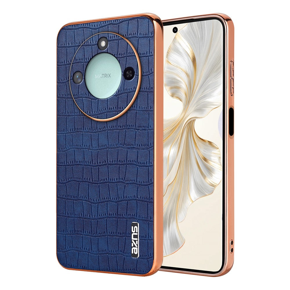 AZNS For Honor X60 5G Case Electroplating Crocodile Texture PU + TPU Phone Cover