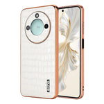 AZNS For Honor X60 5G Case Electroplating Crocodile Texture PU + TPU Phone Cover