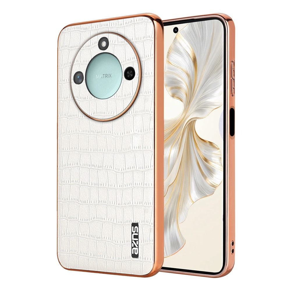 AZNS For Honor X60 5G Case Electroplating Crocodile Texture PU + TPU Phone Cover