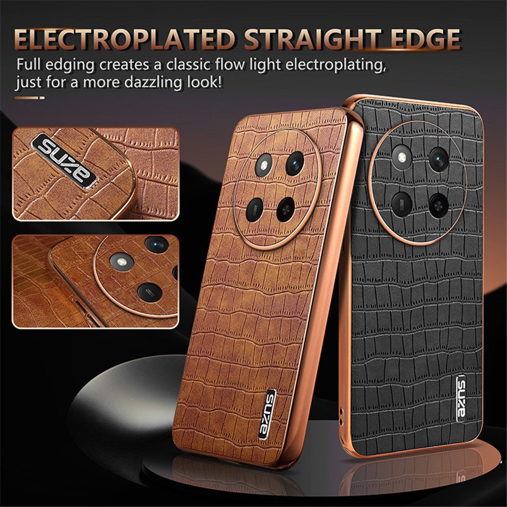 AZNS For Honor Magic7 Lite 5G / X9c 5G / X60 Pro 5G Case Electroplating Crocodile Texture PU + TPU Phone Cover