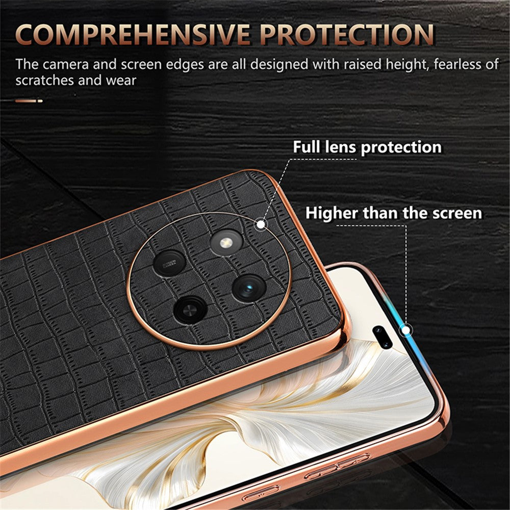 AZNS For Honor Magic7 Lite 5G / X9c 5G / X60 Pro 5G Case Electroplating Crocodile Texture PU + TPU Phone Cover