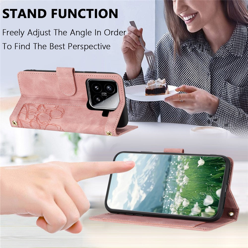 For Xiaomi 15 Tulip Leather Case Phone Cover with 5 Card Slots Wallet