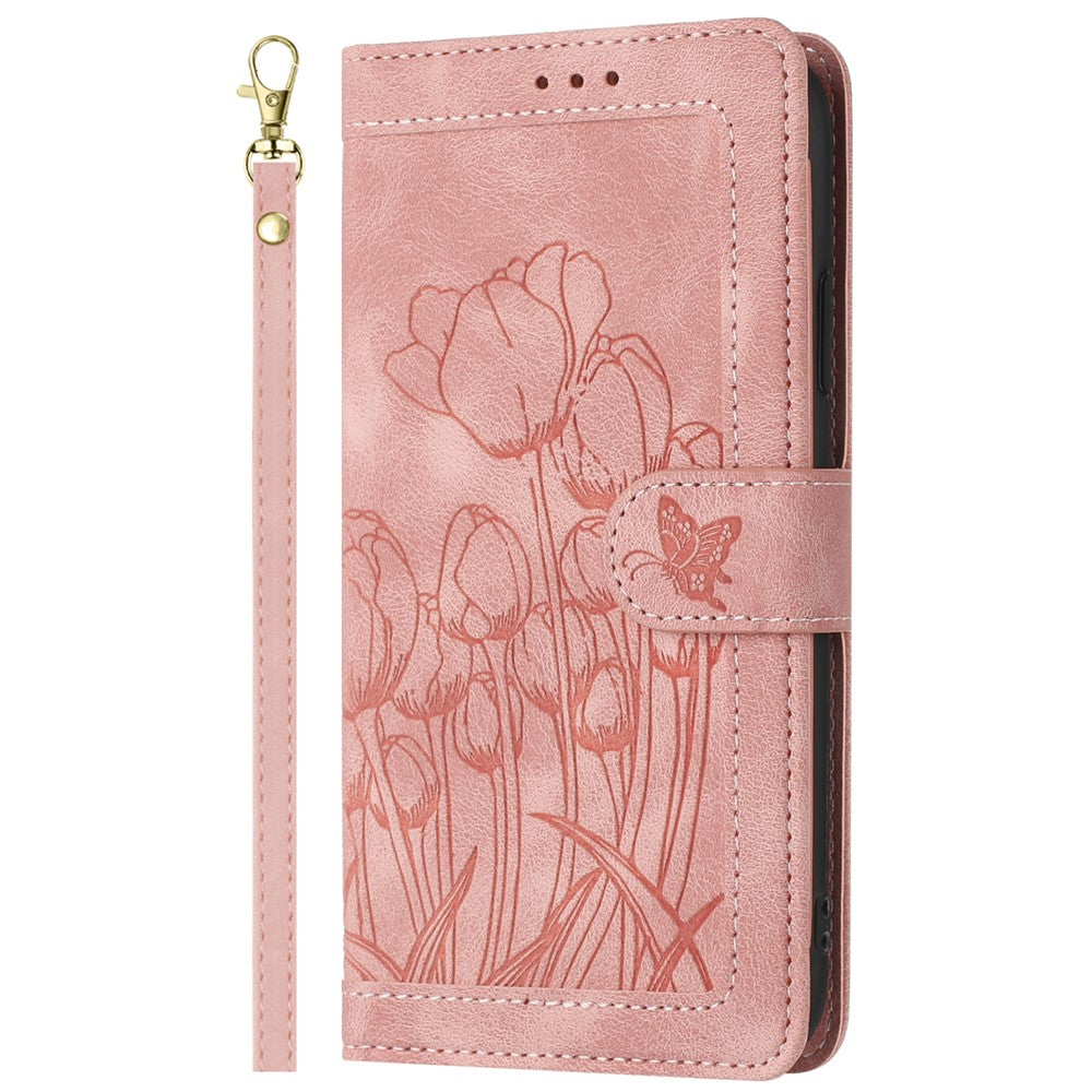 For Xiaomi 15 Tulip Leather Case Phone Cover with 5 Card Slots Wallet