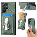 CASENEO For Samsung Galaxy S25 Ultra Leather Phone Back Cover with Kickstand and Card Slots Carbon Fiber Texture