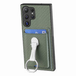 CASENEO For Samsung Galaxy S25 Ultra Leather Phone Back Cover with Kickstand and Card Slots Carbon Fiber Texture