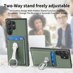 CASENEO For Samsung Galaxy S25 Ultra Leather Phone Back Cover with Kickstand and Card Slots Carbon Fiber Texture