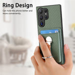 CASENEO For Samsung Galaxy S25 Ultra Leather Phone Back Cover with Kickstand and Card Slots Carbon Fiber Texture
