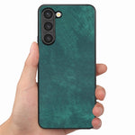 Til Samsung Galaxy S22+ 5G cover Stødsikkert slankt retro læder telefon bagcover