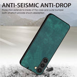 Til Samsung Galaxy S22+ 5G cover Stødsikkert slankt retro læder telefon bagcover
