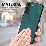 Til Samsung Galaxy S22+ 5G cover Stødsikkert slankt retro læder telefon bagcover