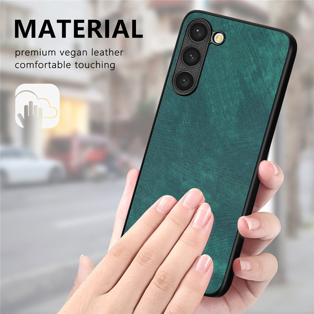 Til Samsung Galaxy S22+ 5G cover Stødsikkert slankt retro læder telefon bagcover
