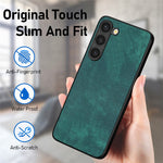 Til Samsung Galaxy S22+ 5G cover Stødsikkert slankt retro læder telefon bagcover