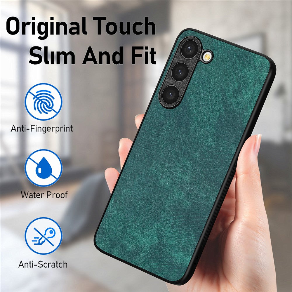 Til Samsung Galaxy S22+ 5G cover Stødsikkert slankt retro læder telefon bagcover