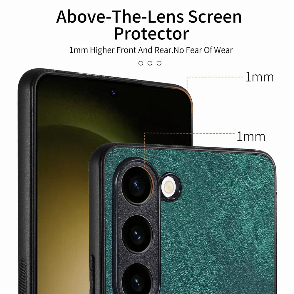 Til Samsung Galaxy S22+ 5G cover Stødsikkert slankt retro læder telefon bagcover
