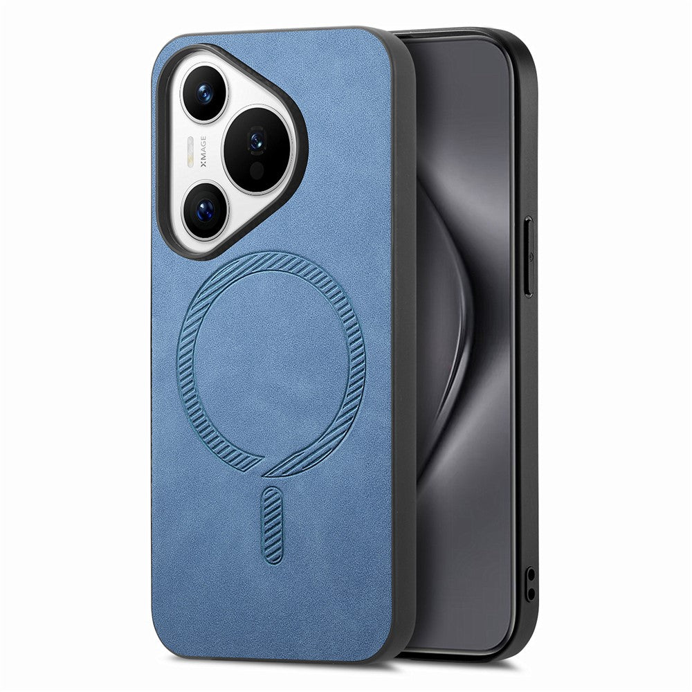 For Huawei Pura 70 Leather Back Magnetic Case Skin-touch Phone Cover