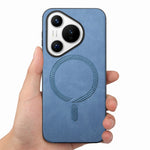 For Huawei Pura 70 Leather Back Magnetic Case Skin-touch Phone Cover