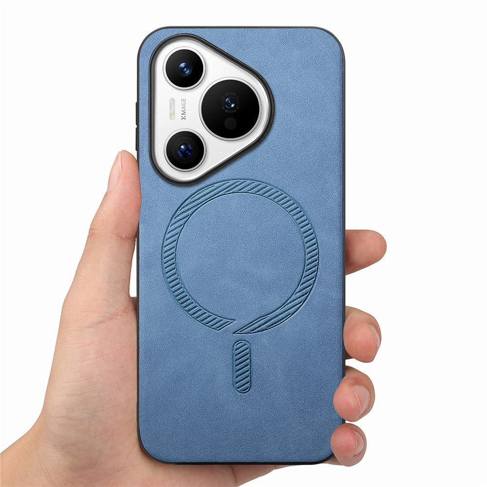For Huawei Pura 70 Leather Back Magnetic Case Skin-touch Phone Cover