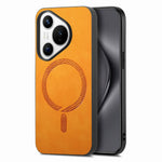For Huawei Pura 70 Leather Back Magnetic Case Skin-touch Phone Cover