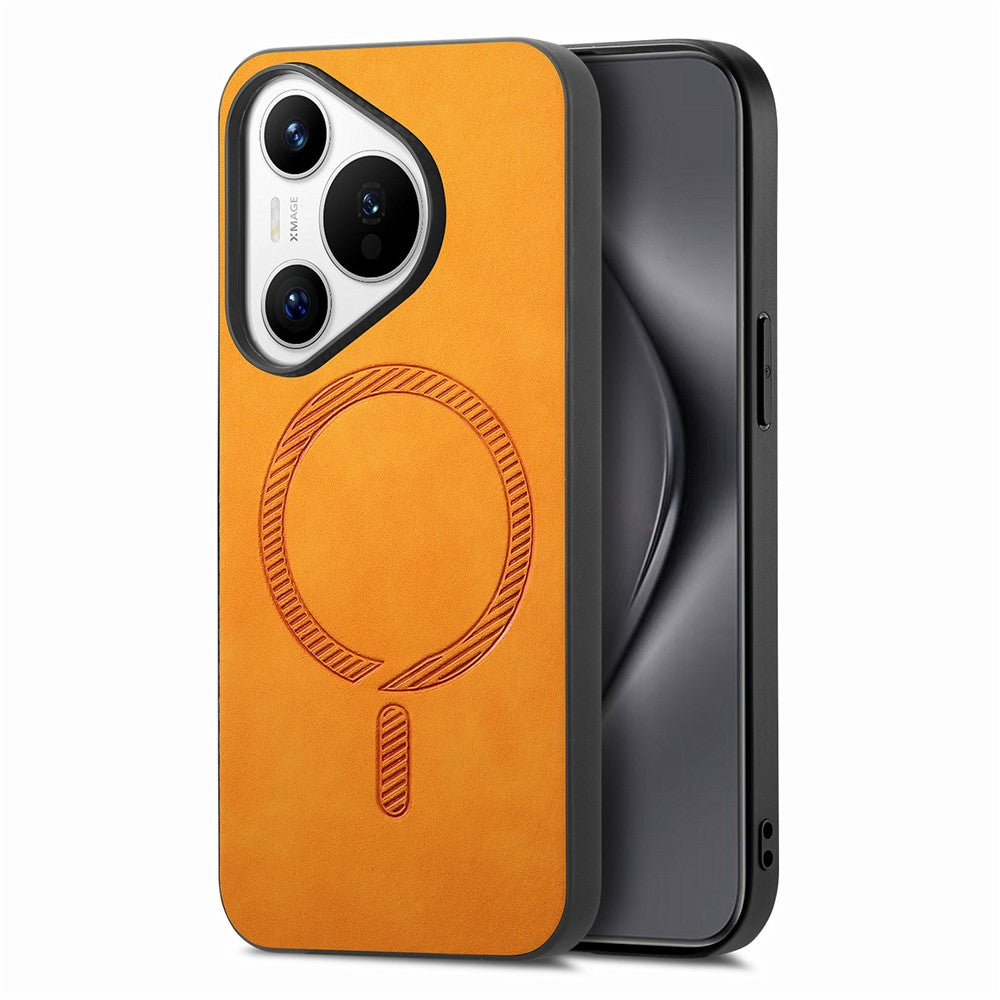 For Huawei Pura 70 Leather Back Magnetic Case Skin-touch Phone Cover