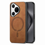 For Huawei Pura 70 Leather Back Magnetic Case Skin-touch Phone Cover