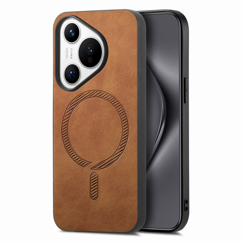 For Huawei Pura 70 Leather Back Magnetic Case Skin-touch Phone Cover