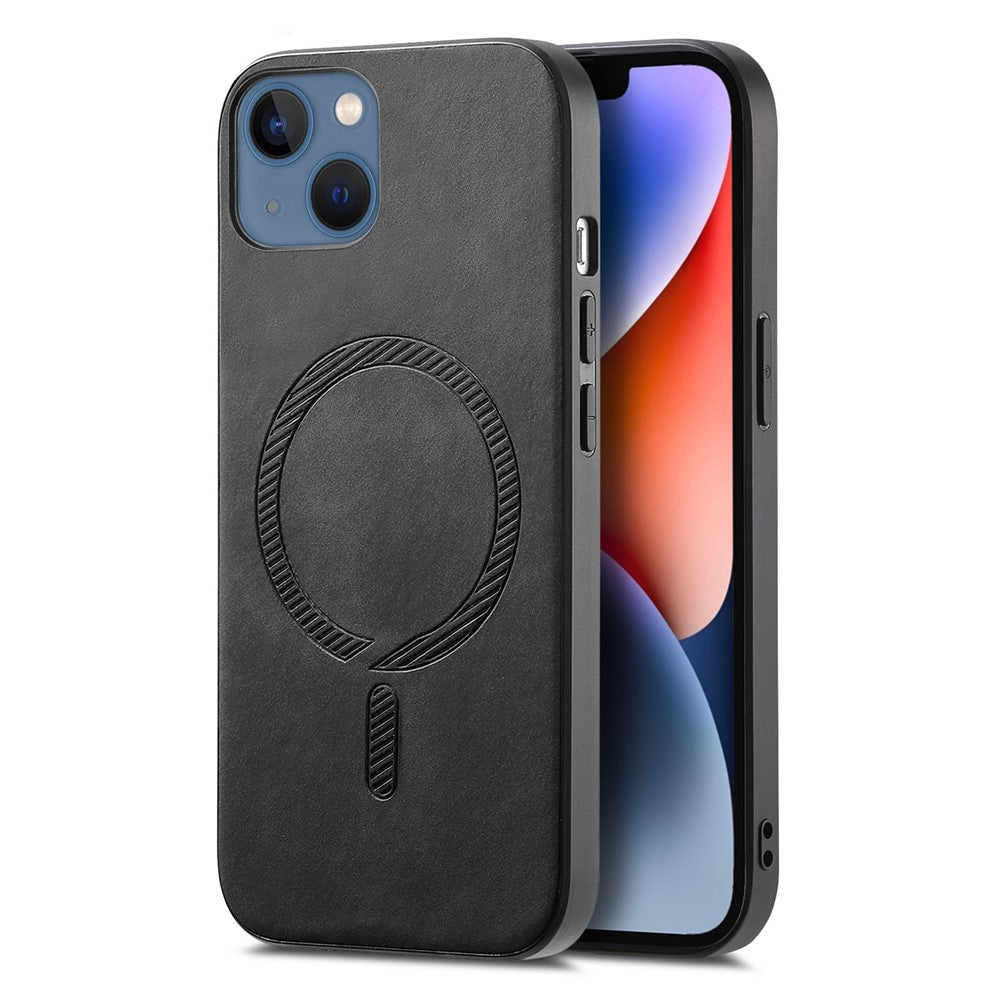 Til iPhone 14 Plus læderbagside cover kompatibel med MagSafe Hud-venligt telefoncover