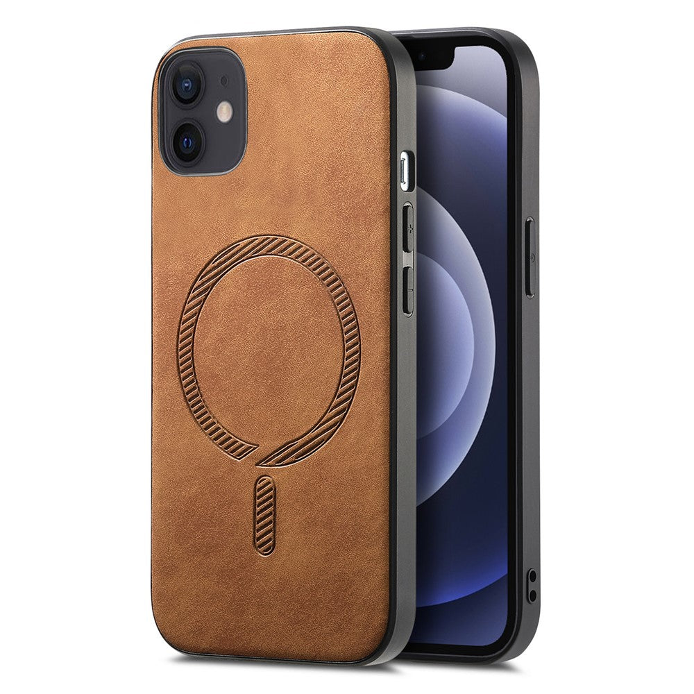Til iPhone 12 6,1 tommer læder bagcover, kompatibel med MagSafe Skin-touch telefoncover