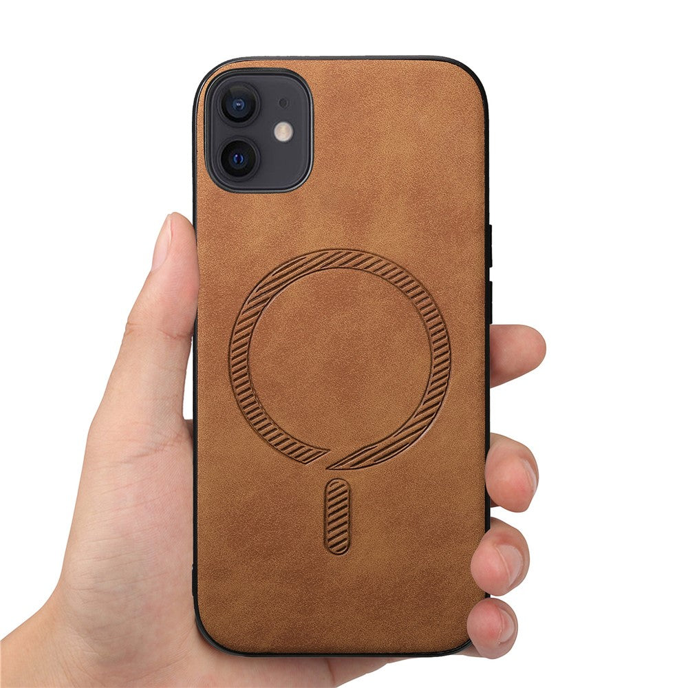 Til iPhone 12 6,1 tommer læder bagcover, kompatibel med MagSafe Skin-touch telefoncover