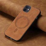 Til iPhone 12 6,1 tommer læder bagcover, kompatibel med MagSafe Skin-touch telefoncover