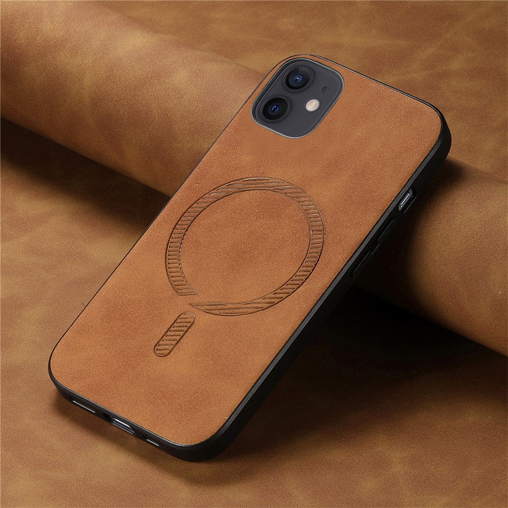 Til iPhone 12 6,1 tommer læder bagcover, kompatibel med MagSafe Skin-touch telefoncover