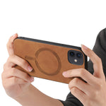 Til iPhone 12 6,1 tommer læder bagcover, kompatibel med MagSafe Skin-touch telefoncover