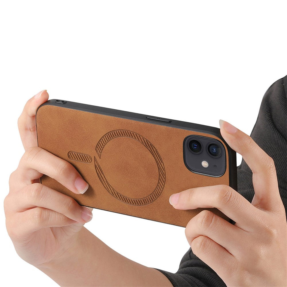 Til iPhone 12 6,1 tommer læder bagcover, kompatibel med MagSafe Skin-touch telefoncover