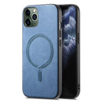 For iPhone 11 Pro Max Leather Back Case Compatible with MagSafe Skin-touch Phone Cover