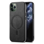 For iPhone 11 Pro Max Leather Back Case Compatible with MagSafe Skin-touch Phone Cover
