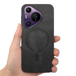 For Huawei Pura 70 Pro Leather Back Magnetic Case Skin-touch Phone Cover