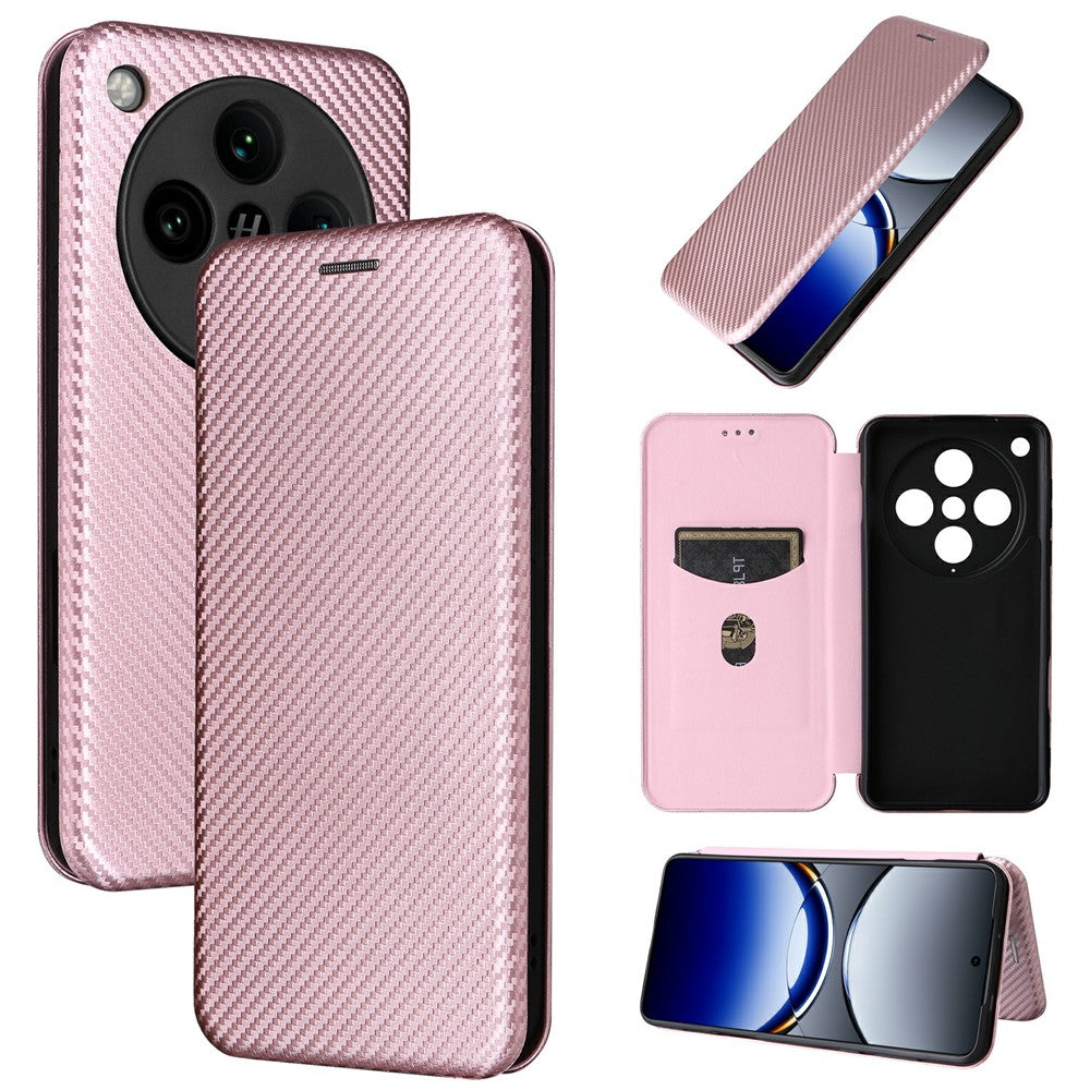Oppo Find X8 Pro 5G-skal i kolfiber, stötsäkert PU-läder, mobilskal