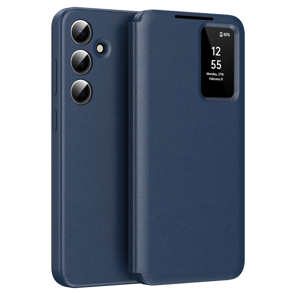 Samsung Galaxy S25-skal med korthållare Smart View Window PU-läder+PC+TPU-mobilskal