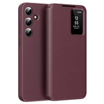 For Samsung Galaxy S25 Case with Card Holder Smart View Window PU Leather+PC+TPU Phone Cover