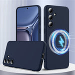 For Samsung Galaxy S25+ Magnetic Case Liquid Silicone Phone Cover with Lanyard