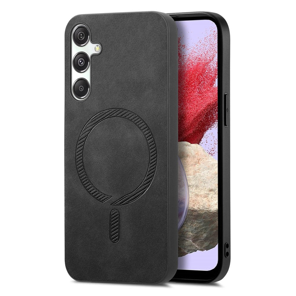 For Samsung Galaxy M34 5G Leather Back Magnetic Case Skin-touch Phone Cover