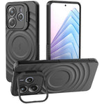 For Xiaomi Redmi Note 14 5G Magnetic Case PC Kickstand Ripple Texture TPU Phone Cover