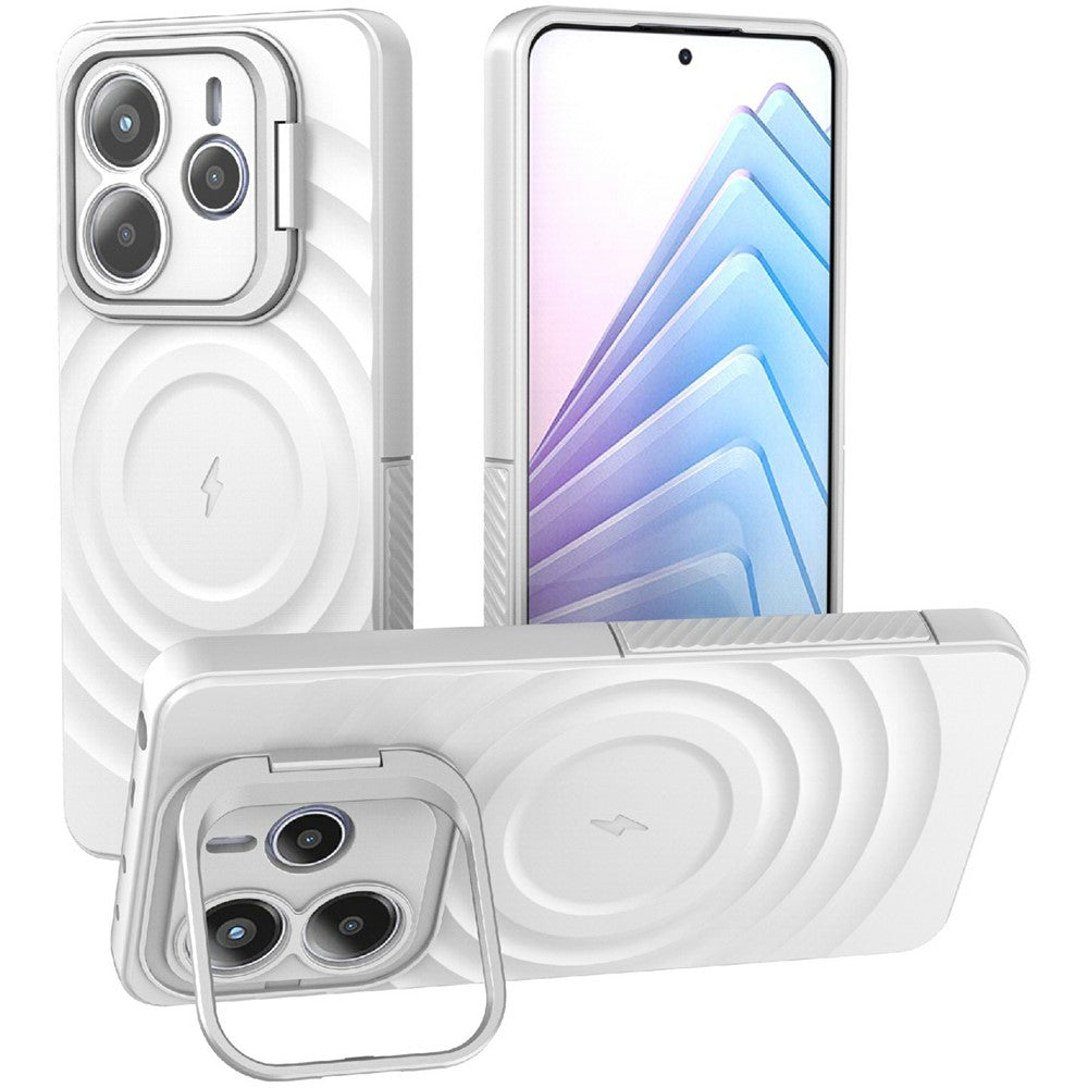 For Xiaomi Redmi Note 14 5G Magnetic Case PC Kickstand Ripple Texture TPU Phone Cover