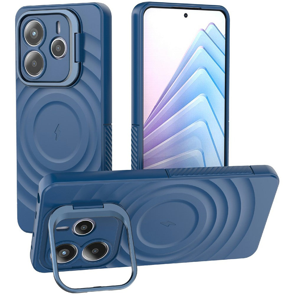For Xiaomi Redmi Note 14 5G Magnetic Case PC Kickstand Ripple Texture TPU Phone Cover