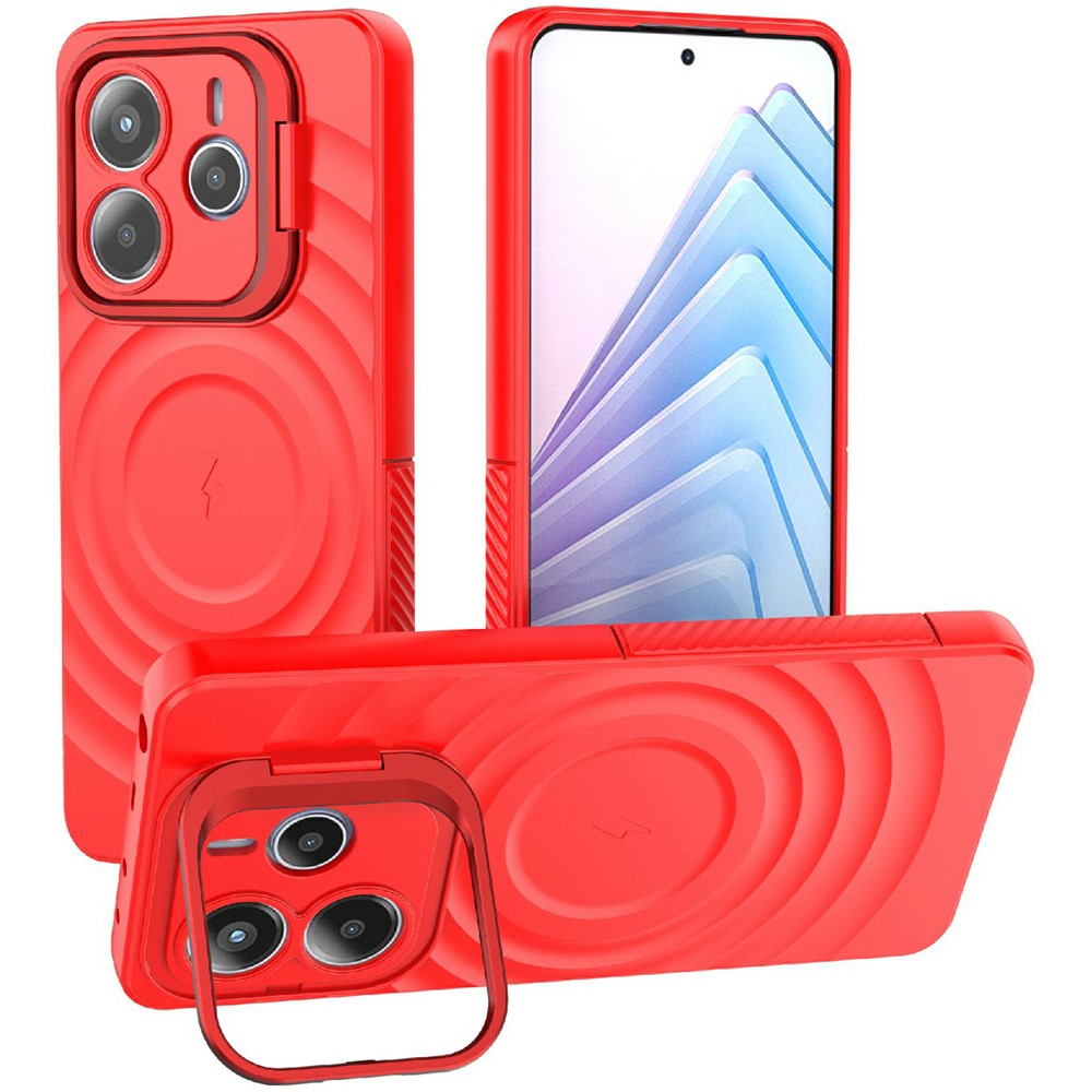 For Xiaomi Redmi Note 14 5G Magnetic Case PC Kickstand Ripple Texture TPU Phone Cover