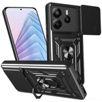 For Xiaomi Redmi Note 14 5G Case with Slide Camera Lid PC + TPU Kickstand Phone Cover