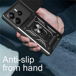 For Xiaomi Redmi Note 14 5G Case with Slide Camera Lid PC + TPU Kickstand Phone Cover