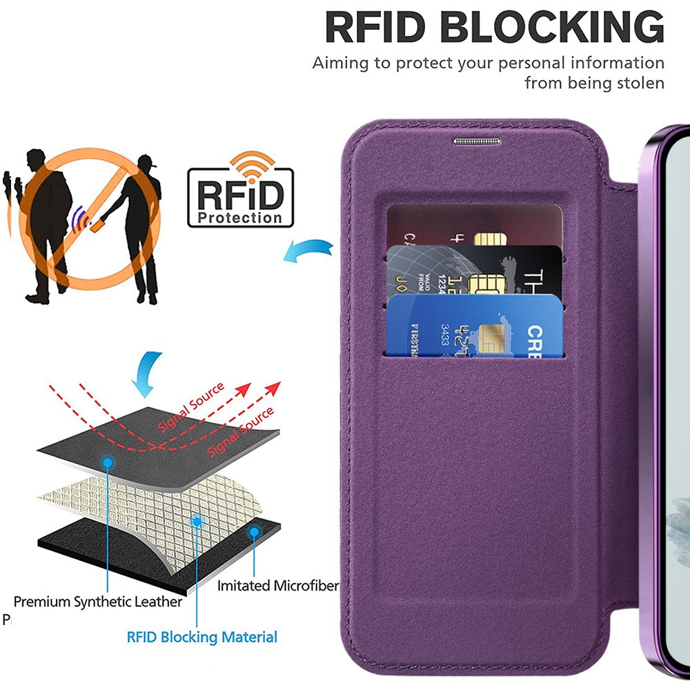 Til Google Pixel 9a Magnetisk Cover RFID-blokerende Læder Telefoncover