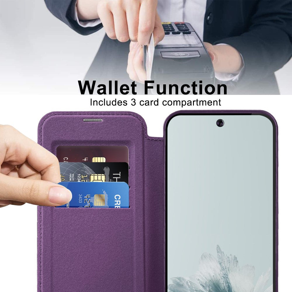 Til Google Pixel 9a Magnetisk Cover RFID-blokerende Læder Telefoncover