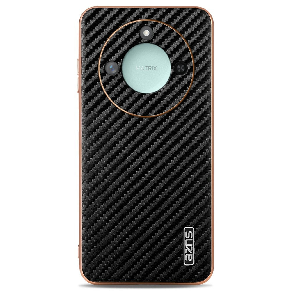 AZNS For Honor X60 5G Case Electroplating Carbon Fiber Texture PU + TPU Phone Cover
