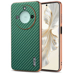 AZNS For Honor X60 5G Case Electroplating Carbon Fiber Texture PU + TPU Phone Cover